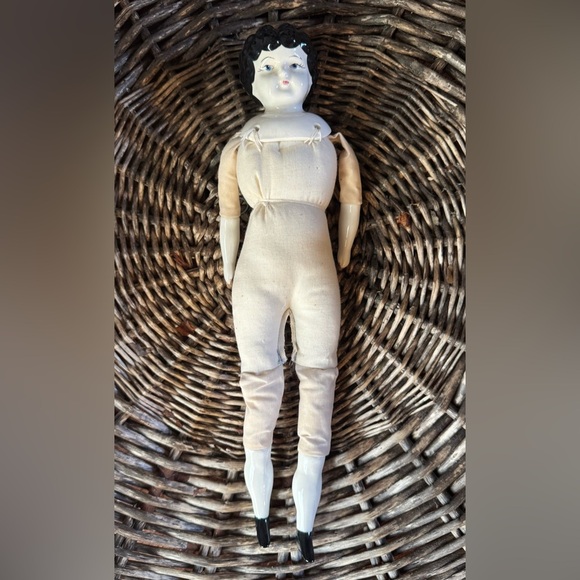 Antique German China Head Doll Hand Sewn Painted Nails Black Shoes 1800s 1900s - Picture 9 of 12